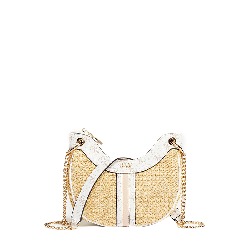 Guess - Mini torebka hobo z rafii z logo 4g model kasinta