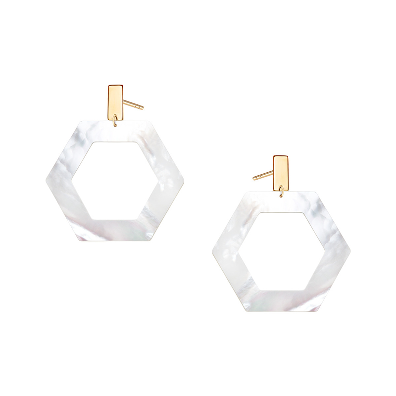 Yes - Kolczyki złote z masą perłową - Queen B