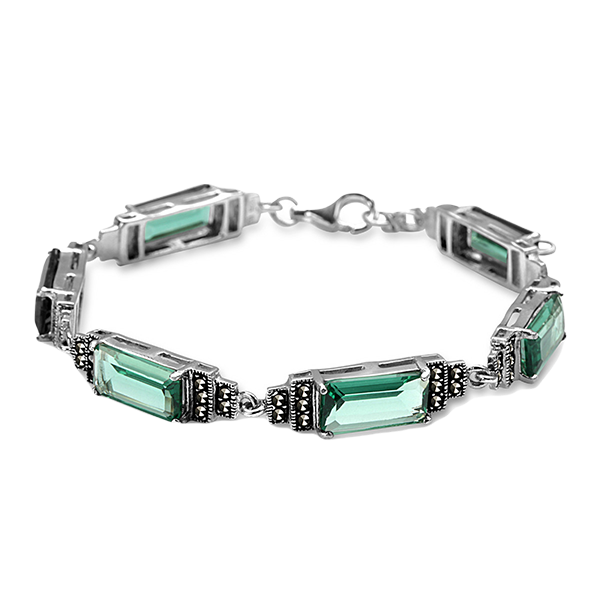 Yes - Bransoletka srebrna z markazytami i kwarcem