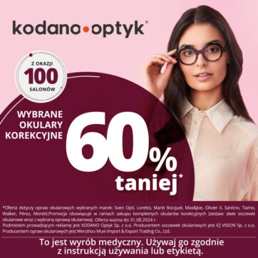 Świętujemy otwarcie 100 salonów! Z tej okazji wybrane okulary korekcyjne aż 60% taniej!
