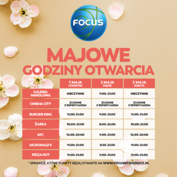 Majówkowe godziny otwarcia!