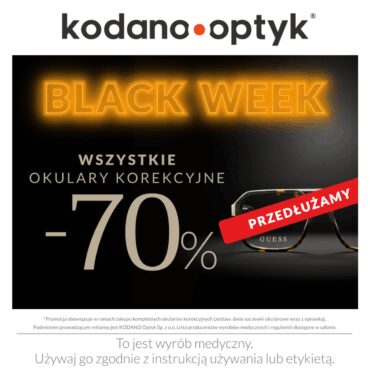 Przedłużamy Black Week! Wszystkie okulary korekcyjne 70% taniej.