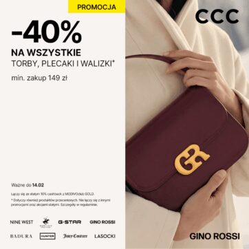-40% na WSZSTKIE TORBY, PLECAKI, WALIZKI