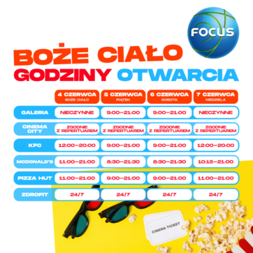 Funkcjonowanie Centrum w Boże Ciało