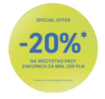20% rabatu przy zakupach za 200zł
